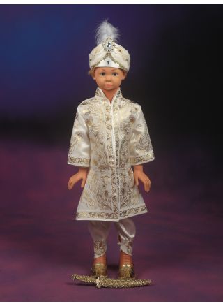 Şehzade Sünnet Kıyafeti Pargalı Model Krem-Lame