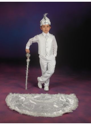 Pelerinli Takım Prens Model Beyaz-Gümüş