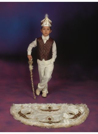 Pelerinli Takım Prens Model Krem-Bordo